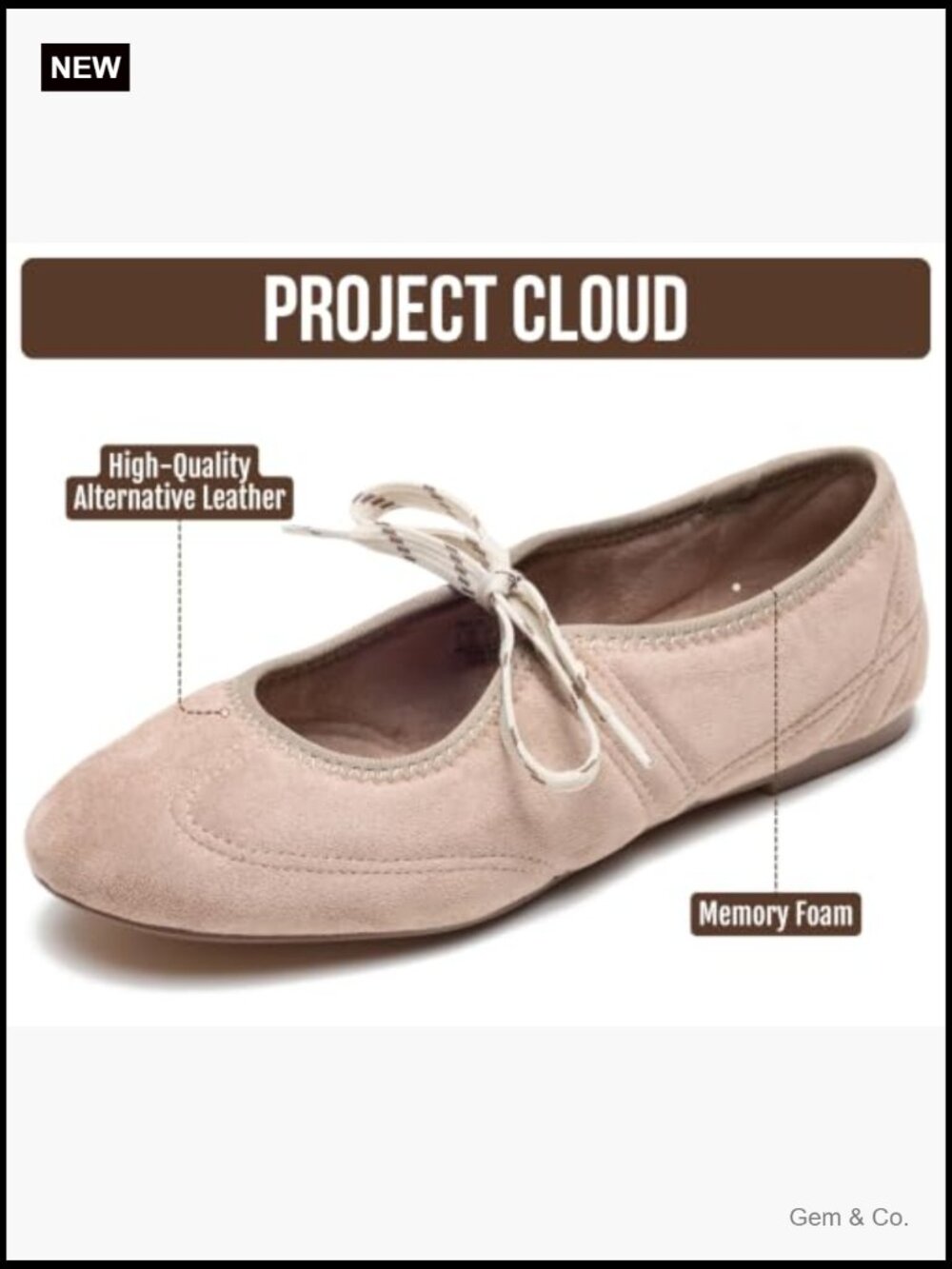 Women's Mary Jane Ballet Flats Memory Foam Non-Slip Lace-Up - Picture 2 of 7